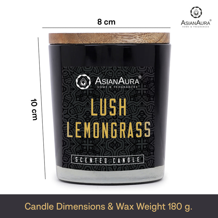 Black Jar Candle with Wooden Lid  - Lush Lemongrass