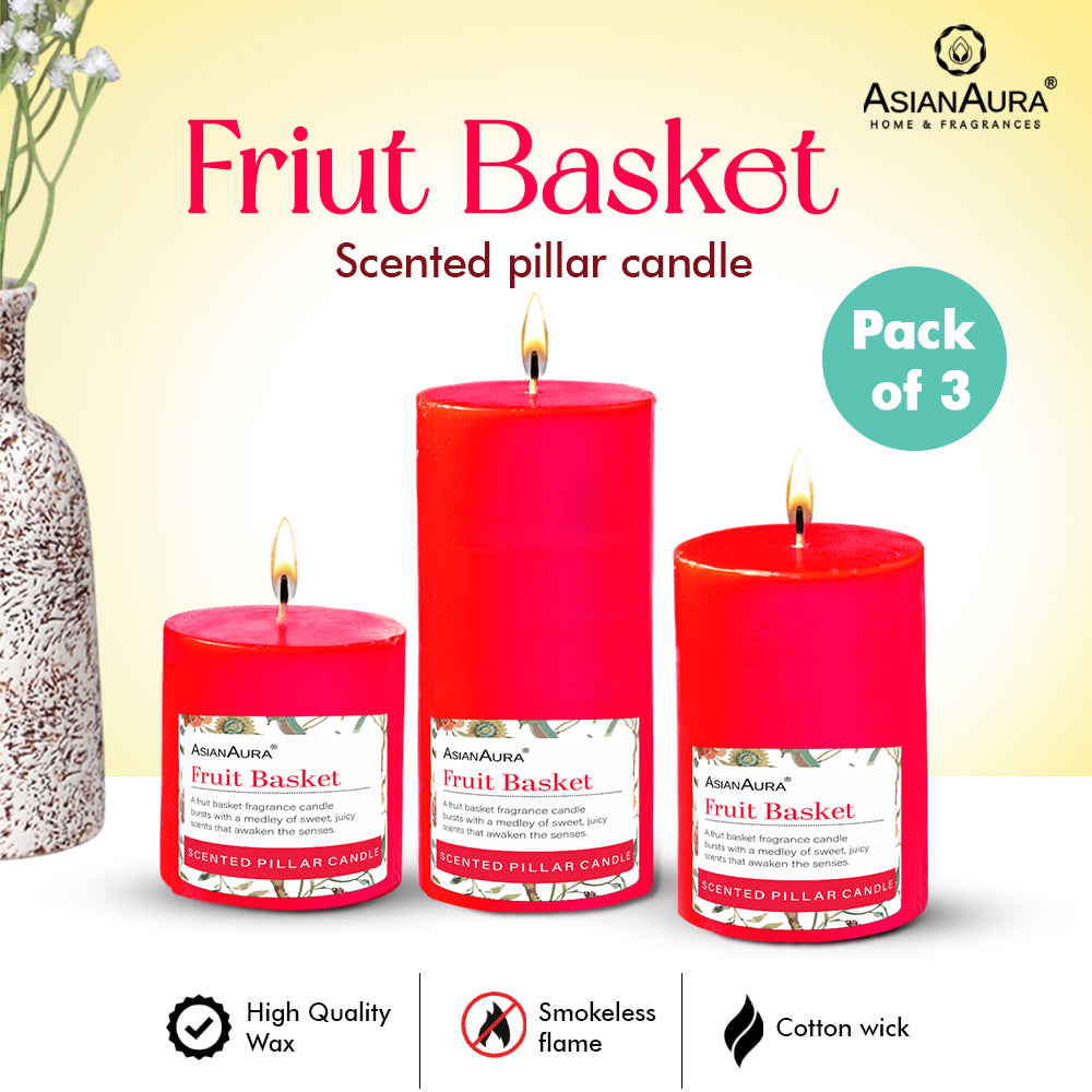 Fruit Basket Pillar Candle (Pack of 3)