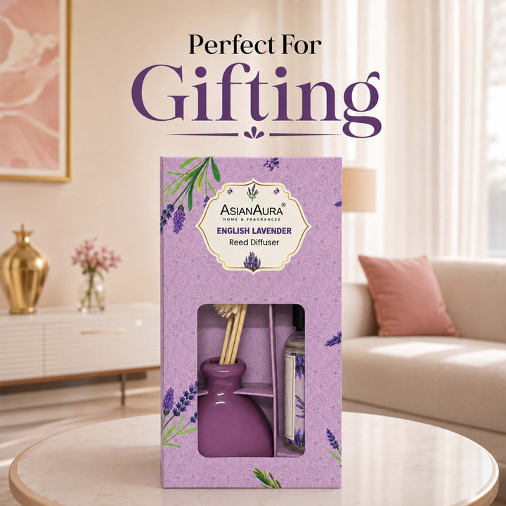Asian Aura Premium English Lavender Reed Diffuser for Home | Long-Lasting Room Freshener & Home Fragrance | Decorative Aroma Diffuser | Ideal for Gifting