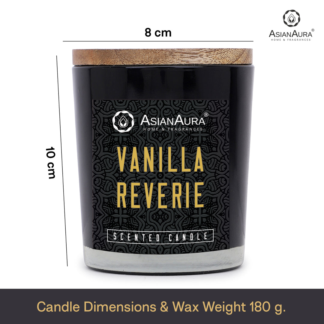 Black Jar Candle with Wooden Lid  - Vanilla Reverie