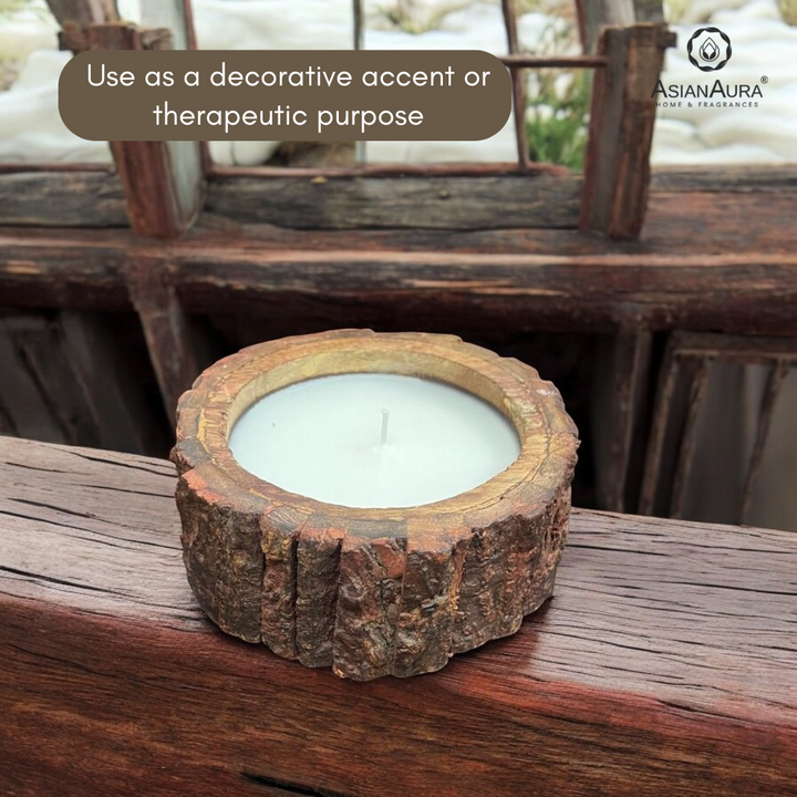 Scented Wooden Log Candle - Vanilla Fragrance