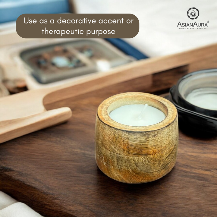 Scented Wooden Cylindrical Shaped  Candle - Vanilla Fragrance