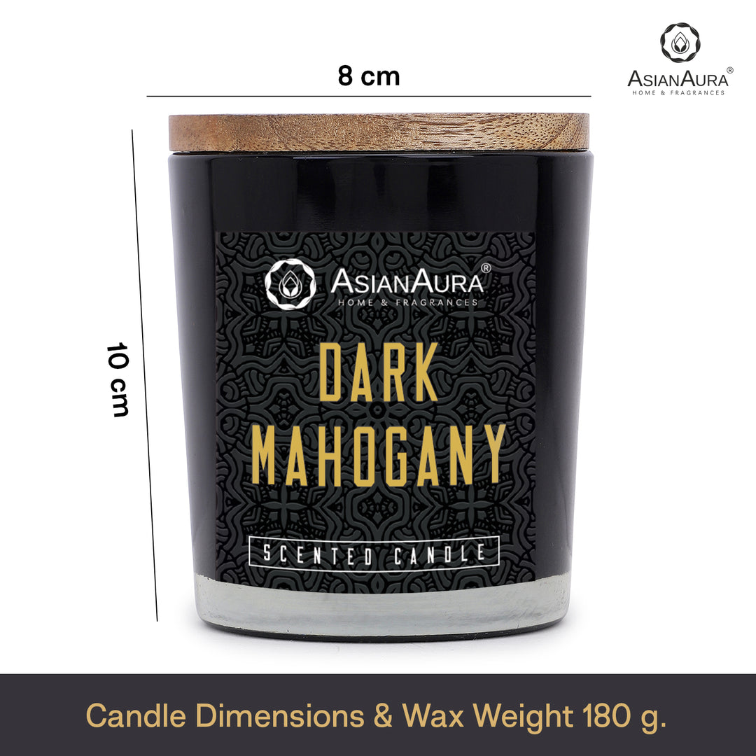 Black Jar Candle with Wooden Lid  - Dark Mahogany