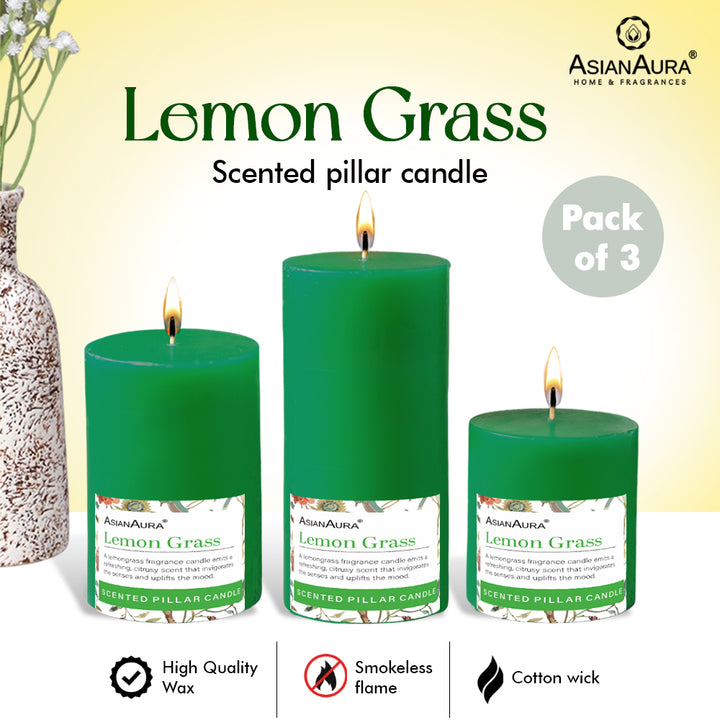 Lemongrass Pillar Candle (Pack of 3)