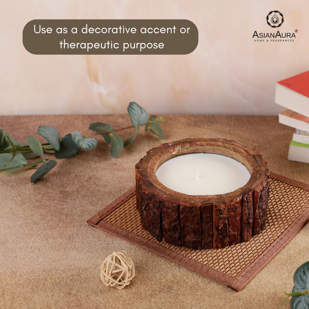 Scented Wooden Log Candle - Vanilla Fragrance