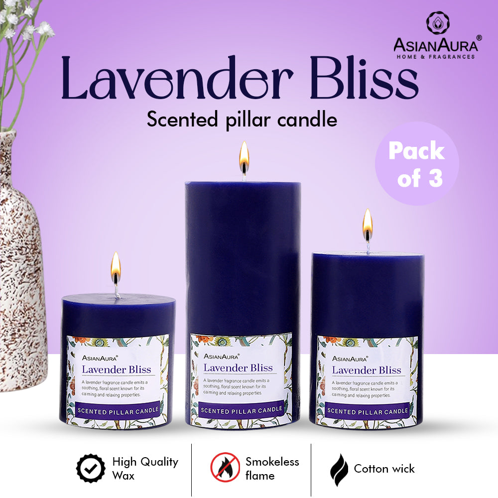 Lavender Bliss Pillar Candle (Pack of 3)