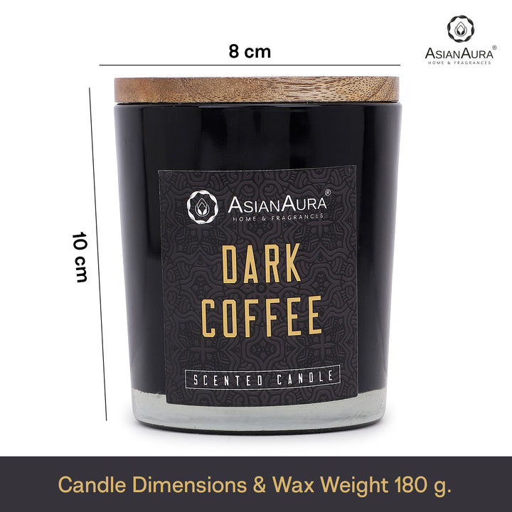 Black Jar Candle with Wooden Lid  - Dark Coffee