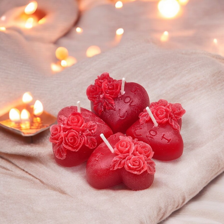 Red Heart Shaped Candle (Pack of 12)