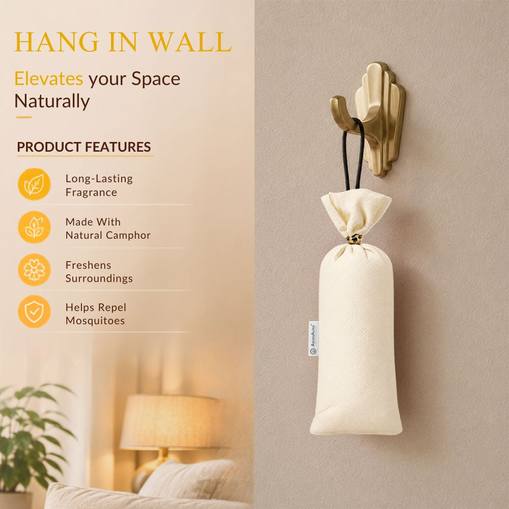 Lime Fresh Camphor Air Freshener Pouch | Long-Lasting Camphor Fragrance for Car, Wardrobe, Office, Drawers, Travel Bag & Bathroom | Odour Control & Home Freshener | 1 Pouch