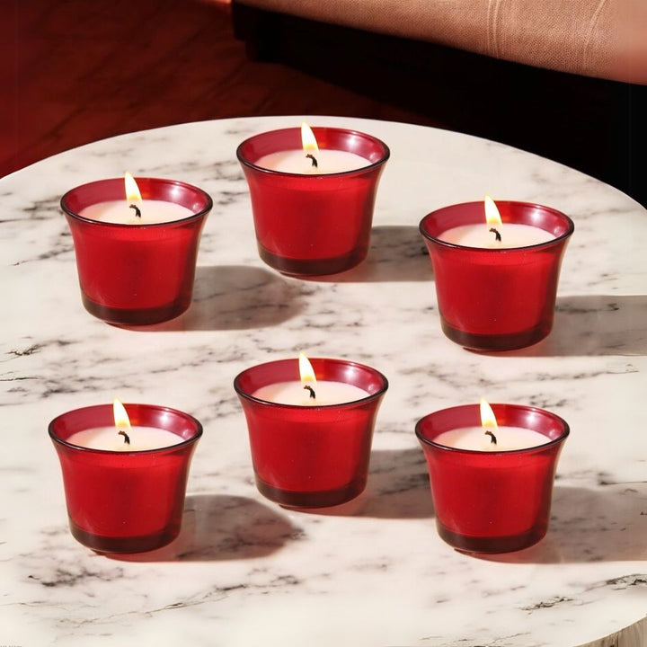 Red Short Votive Glass Jar Candle (Pack of 6)