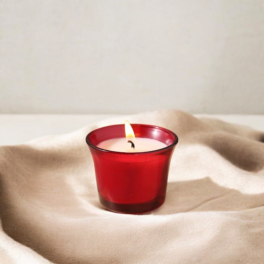 Red Short Votive Glass Jar Candle (Pack of 6)