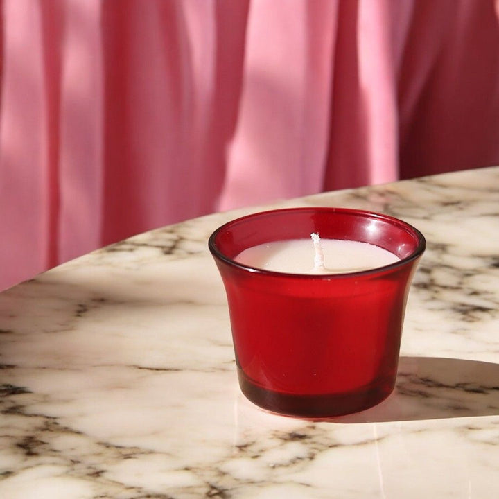 Red Short Votive Glass Jar Candle (Pack of 6)