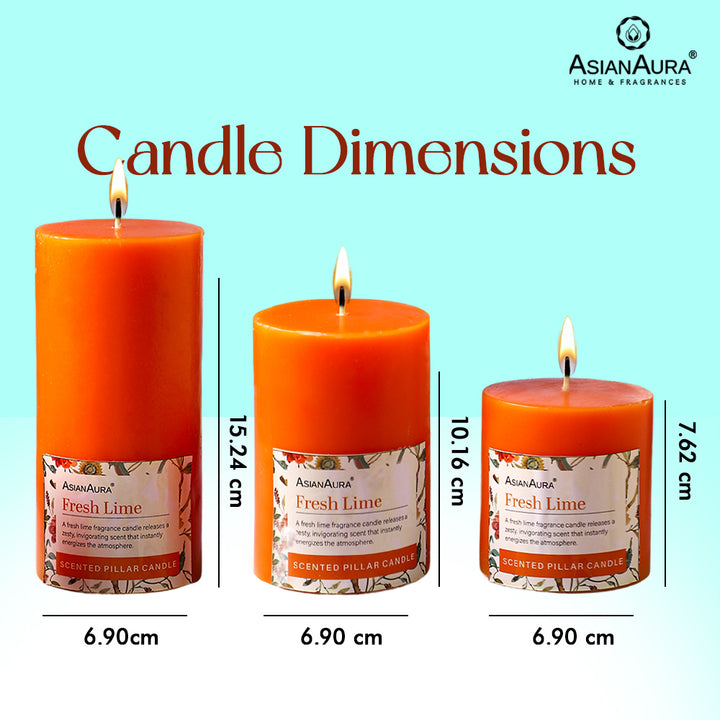 Fresh Lime Pillar Candle (Pack of 3)