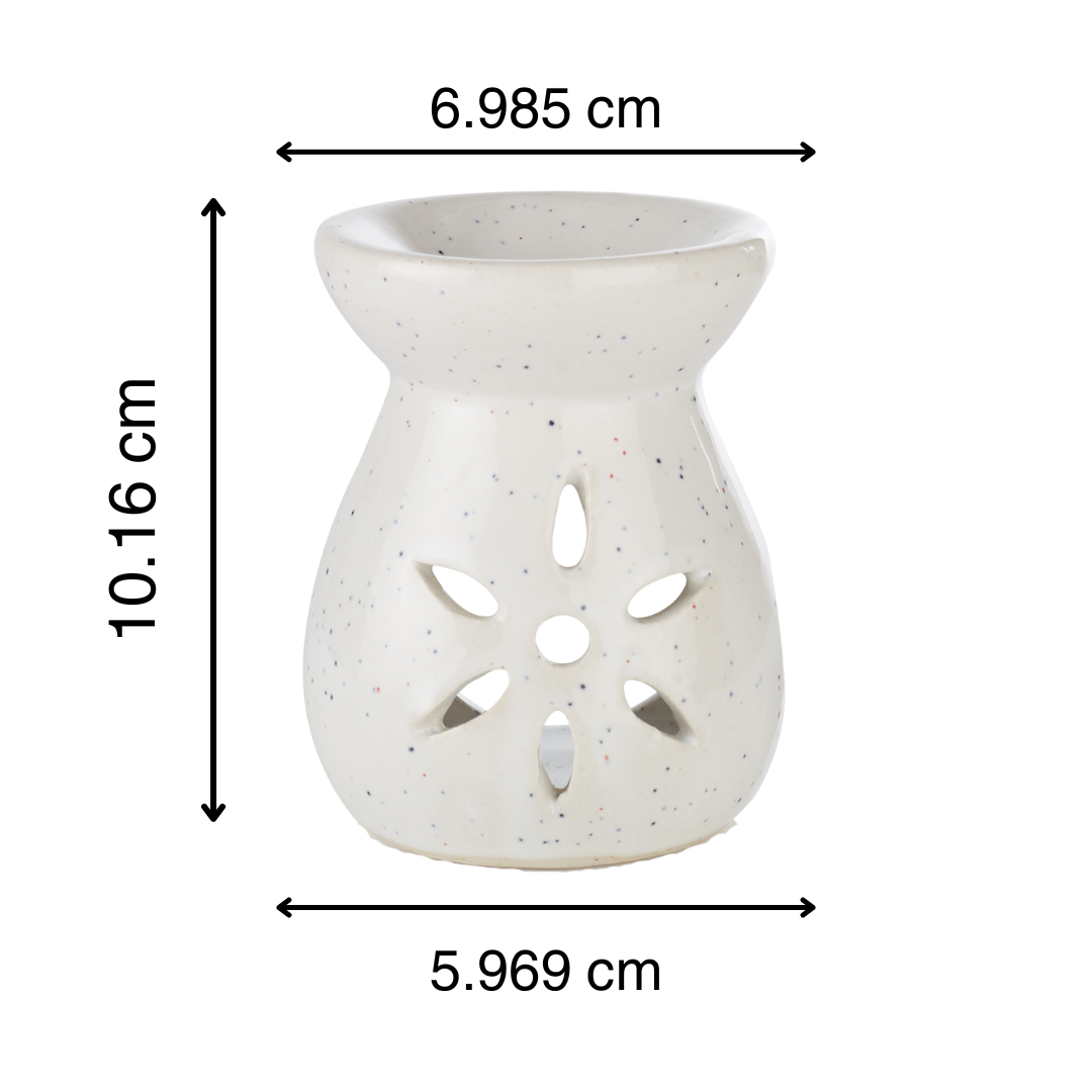 White Ceramic Oil Burner with Tealight Candle