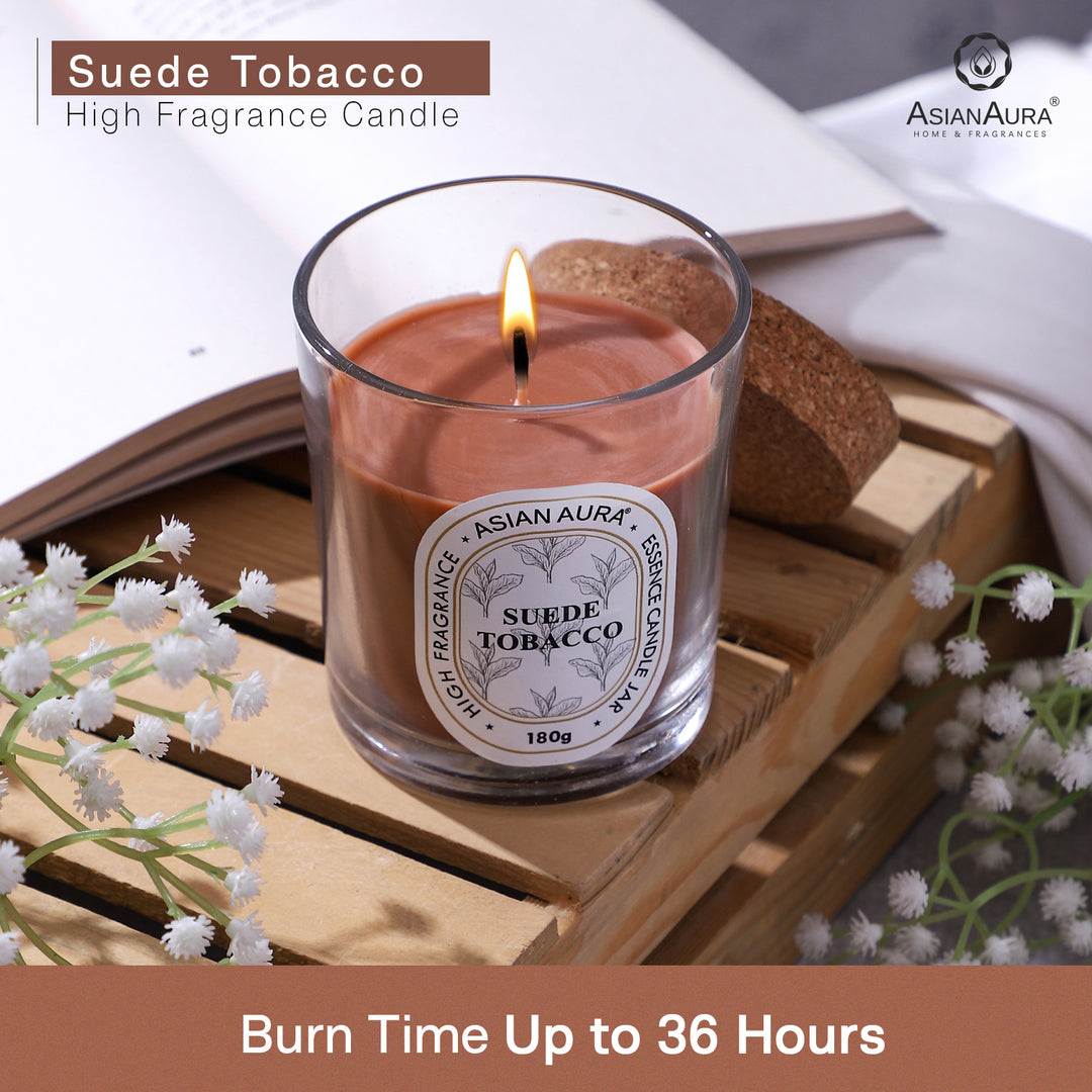 Jar Candle with Wooden Lid - Suede Tobacco