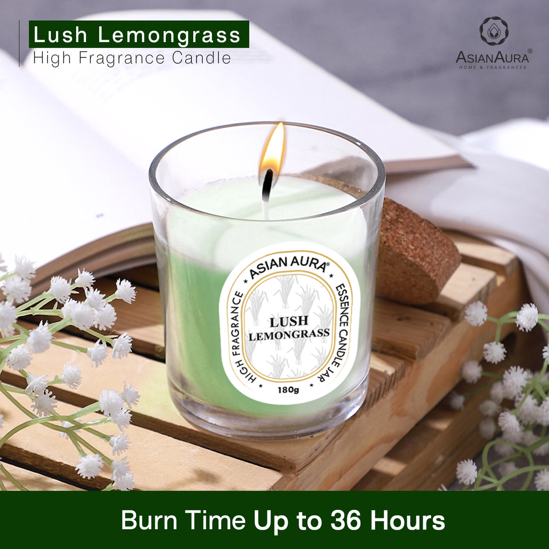 Jar Candle with Wooden Lid - Lush Lemongrass