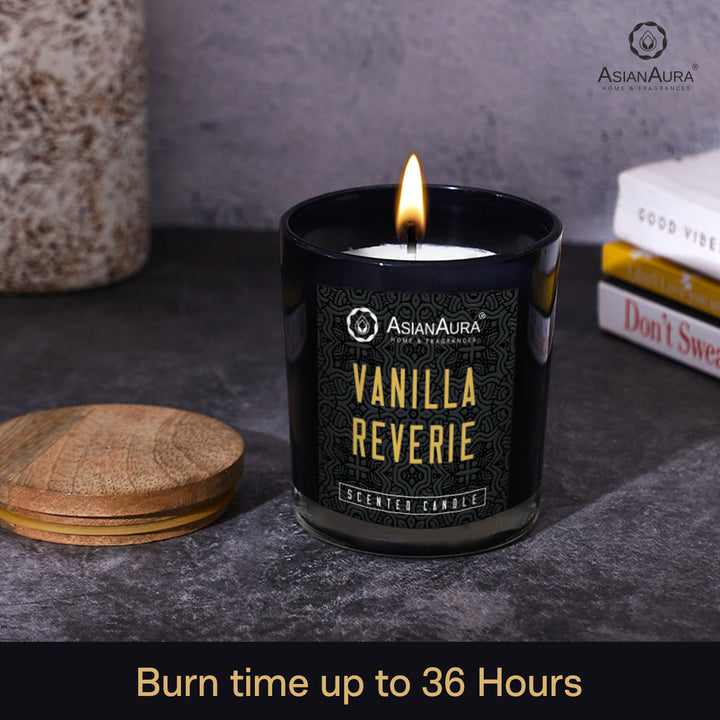 Black Jar Candle with Wooden Lid  - Lavender Serenity