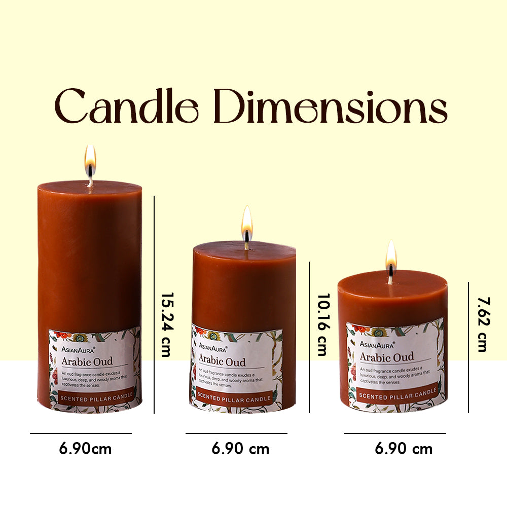 Arabic Oud Pillar Candle (Pack of 3)