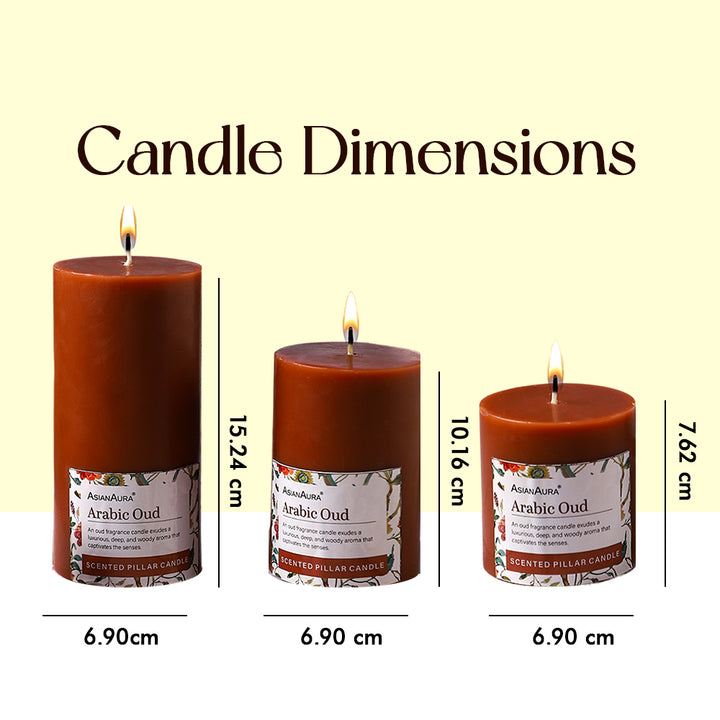Arabic Oud Pillar Candle (Pack of 3)