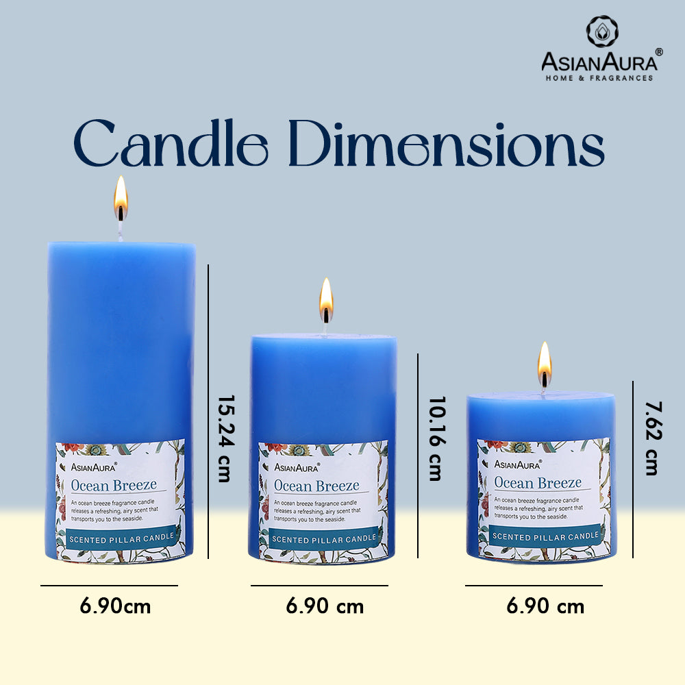 Ocean Breeze Pillar Candle (Pack of 3)
