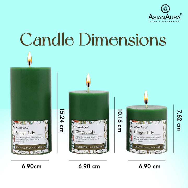 Ginger Lily Pillar Candle (Pack of 3)