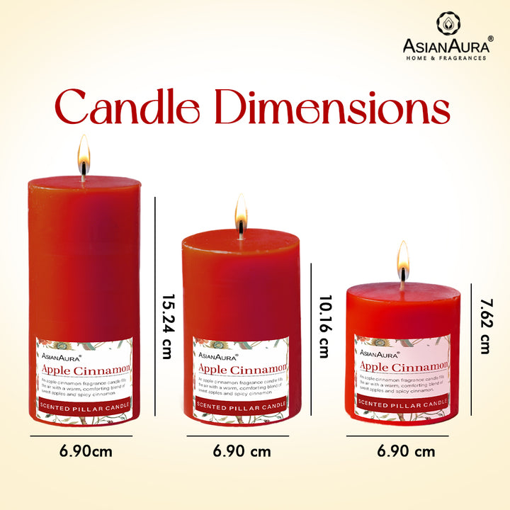 Apple Cinnamon Pillar Candle (Pack of 3)