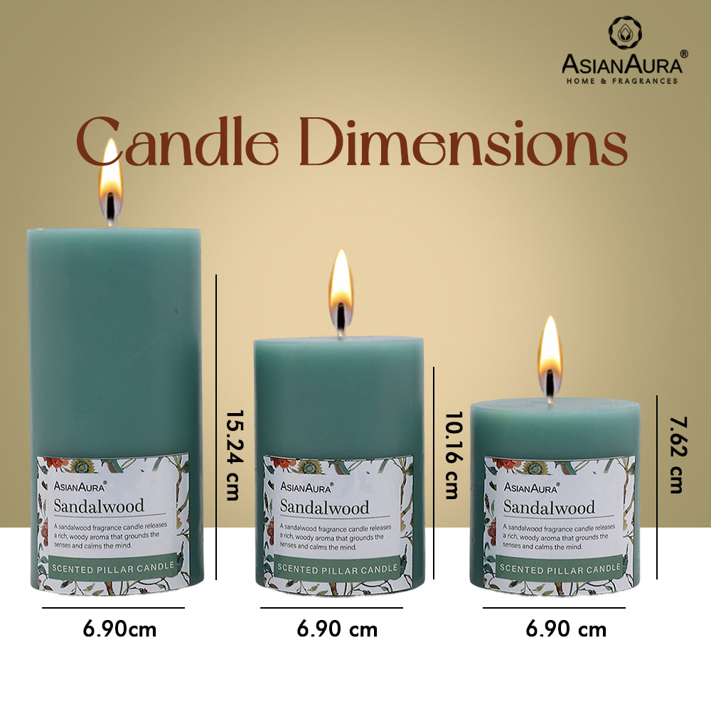 Sandalwood Pillar Candle (Pack of 3)