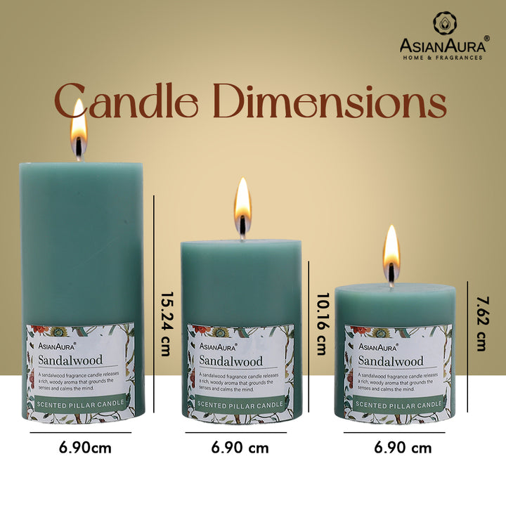 Sandalwood Pillar Candle (Pack of 3)