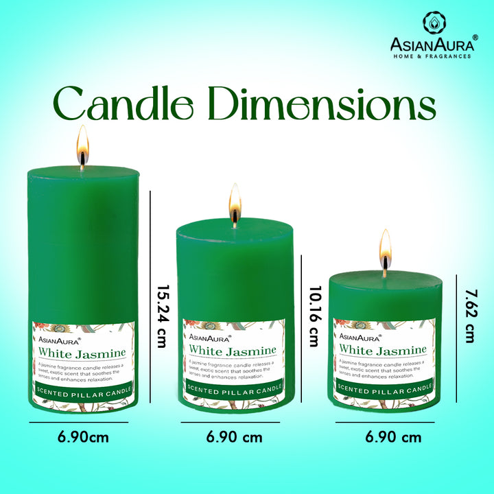 White Jasmine Pillar Candle (Pack of 3)