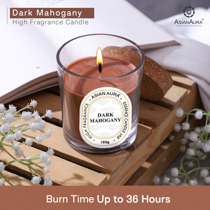 Jar Candle with Wooden Lid - Dark Mahogany