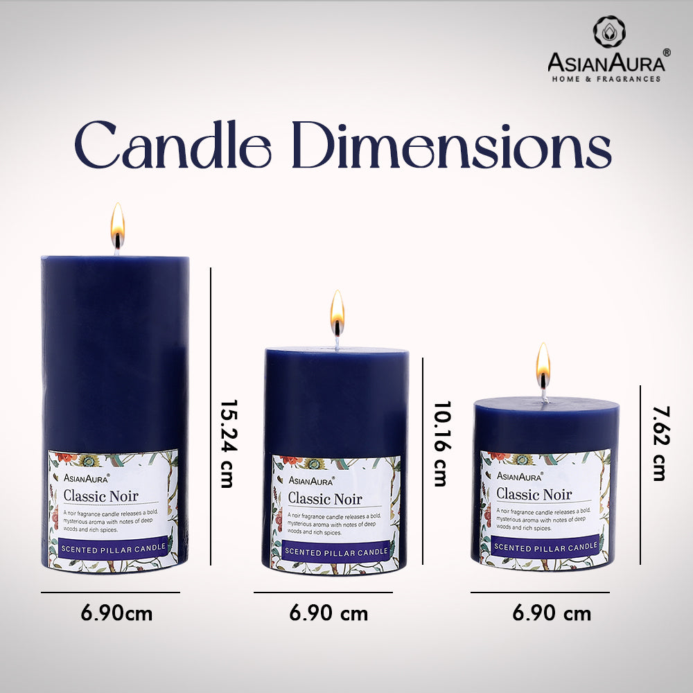 Classic Noir Pillar Candle (Pack of 3)