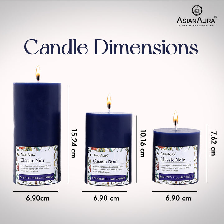 Classic Noir Pillar Candle (Pack of 3)