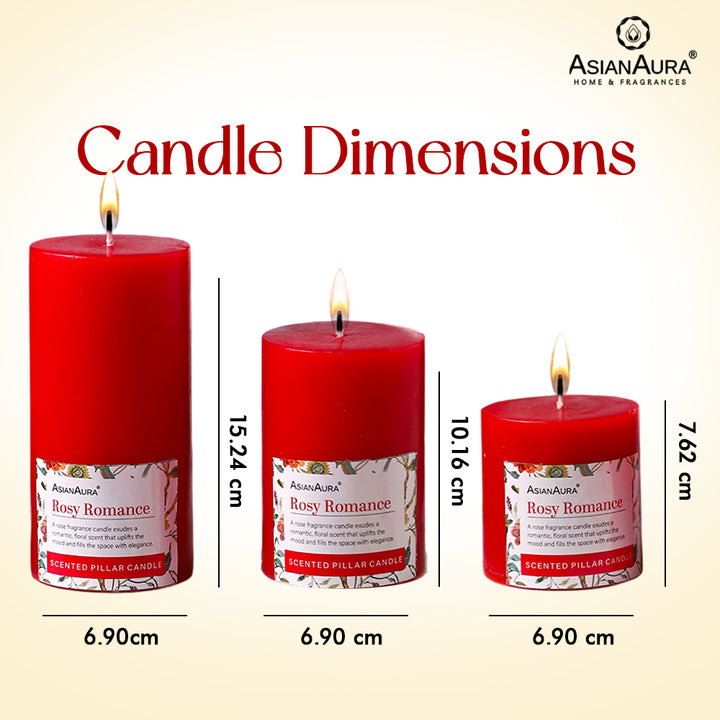 Rosy Romance Pillar Candle (Pack of 3)