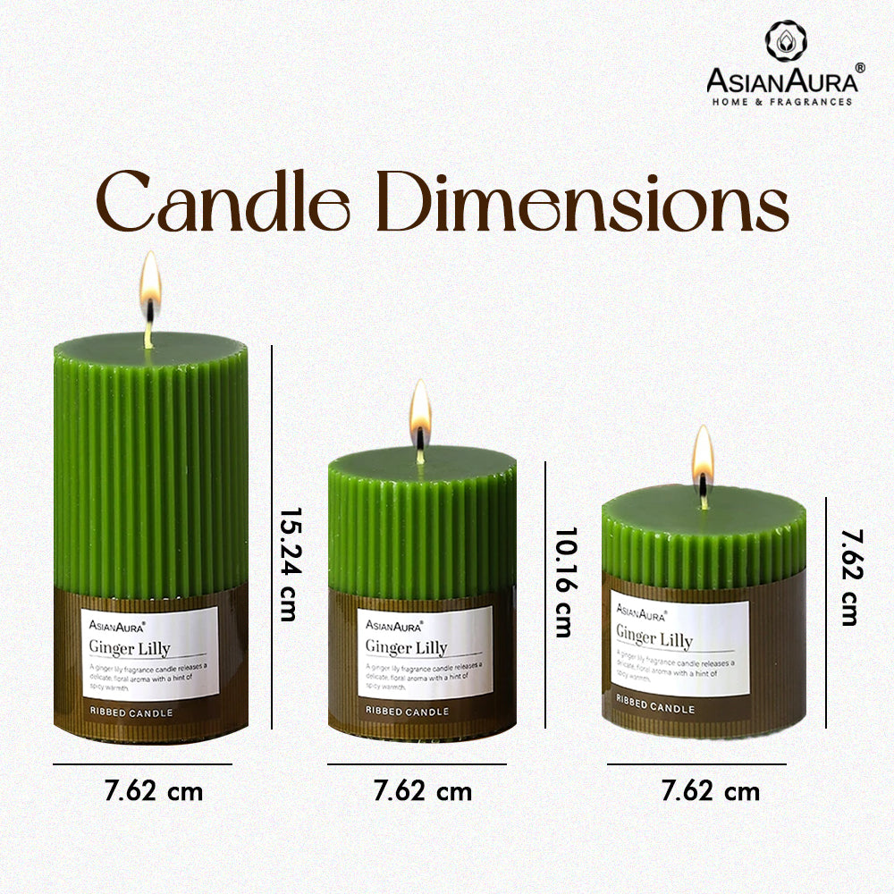Ribbed Pillar Candle (Pack of 3) - Ginger Lily