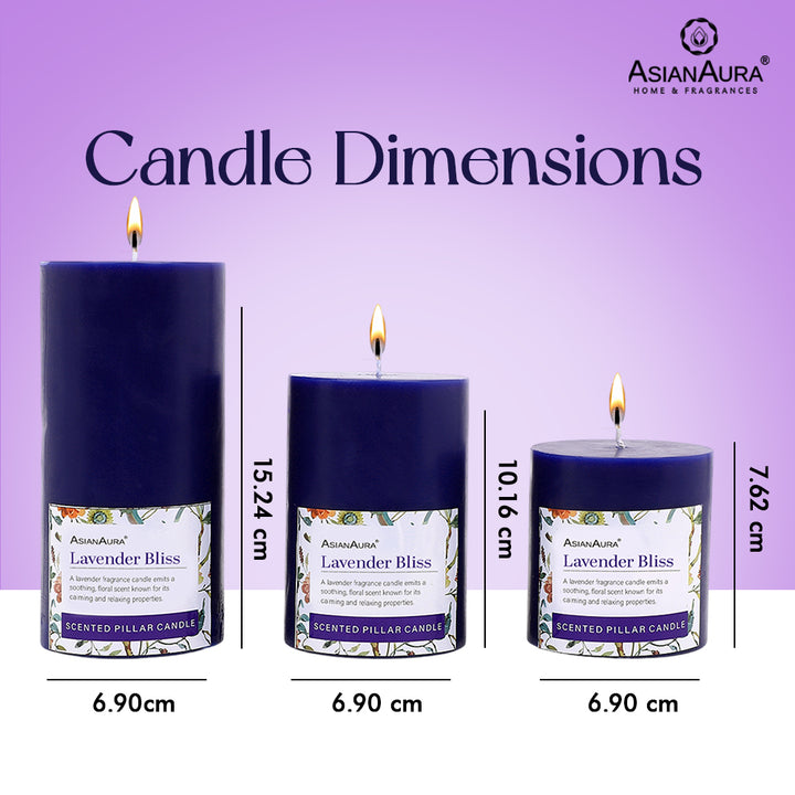 Lavender Bliss Pillar Candle (Pack of 3)