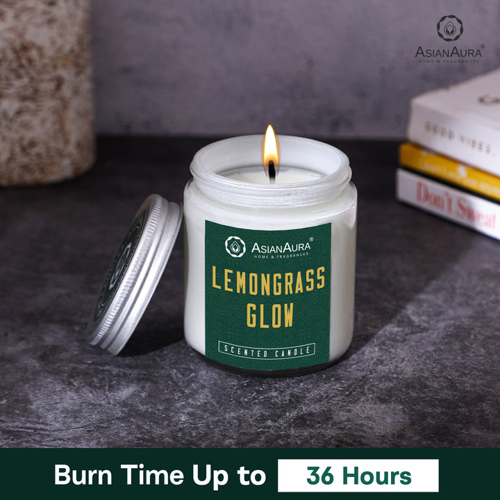 White Screw Jar Candle - Lemongrass Glow