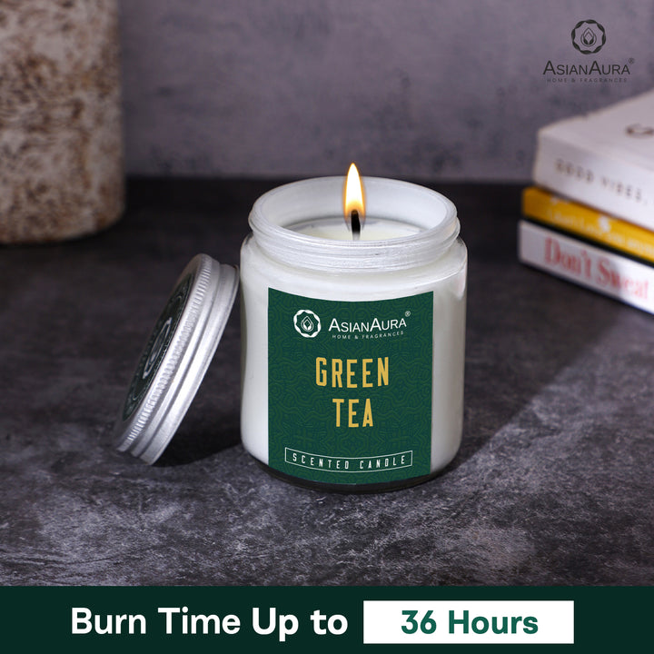 White Screw Jar Candle - Green Tea