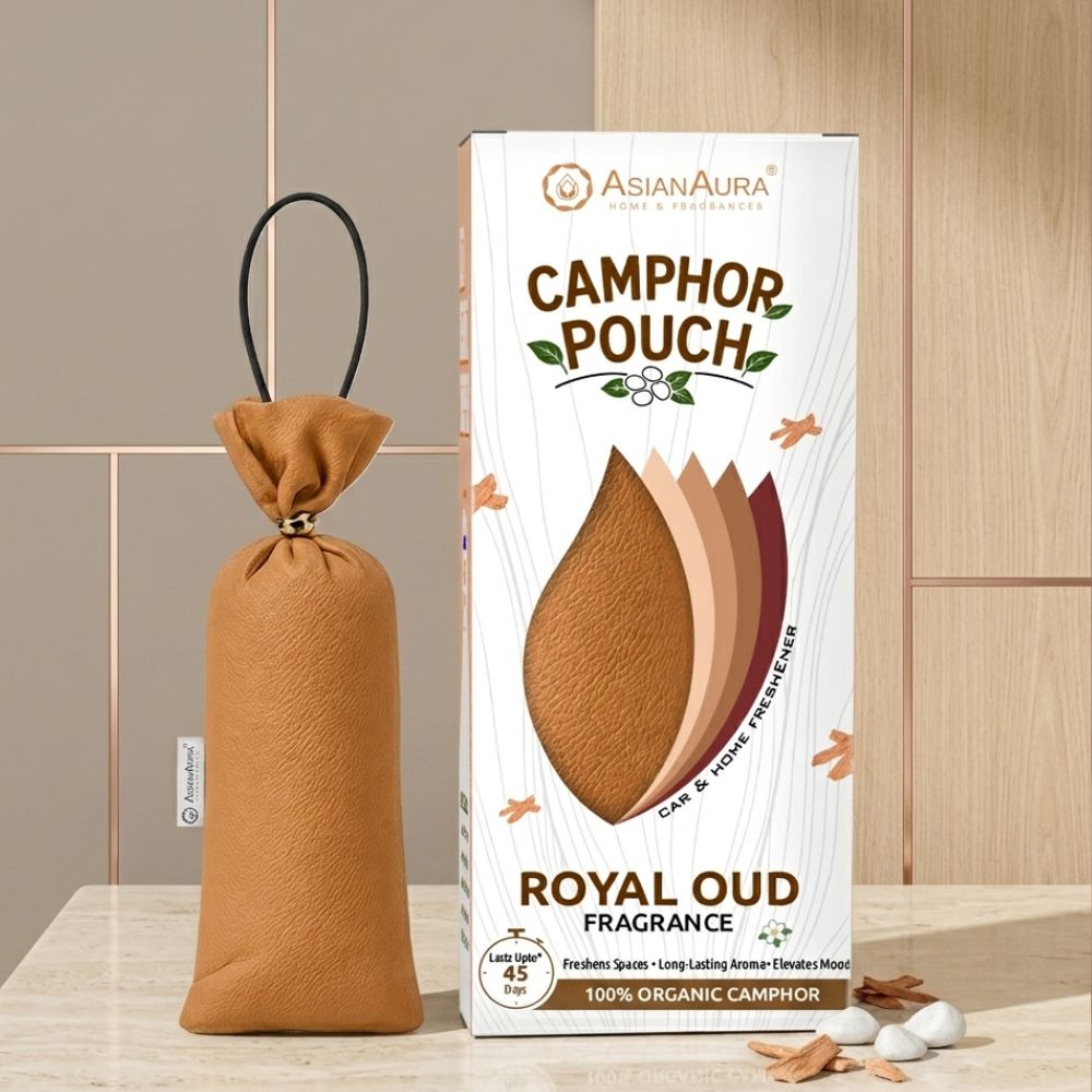 Royal Oud Camphor Air Freshener Pouch | Long-Lasting Camphor Fragrance for Car, Wardrobe, Office, Drawers, Travel Bag & Bathroom | Odour Control & Home Freshener | 1 Pouch