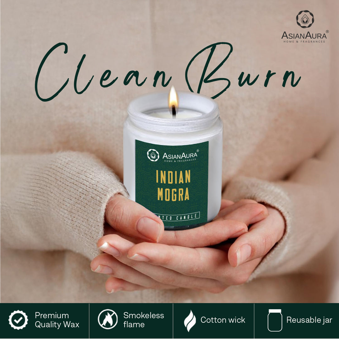 White Screw Jar Candle - Indian Mogra