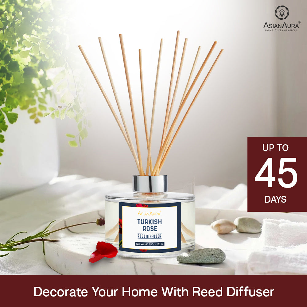 Air Diffuser Turkish Turkish Rose Reed Diffuser 120ml | Long Lasting Home Fragrance | Asian Aura