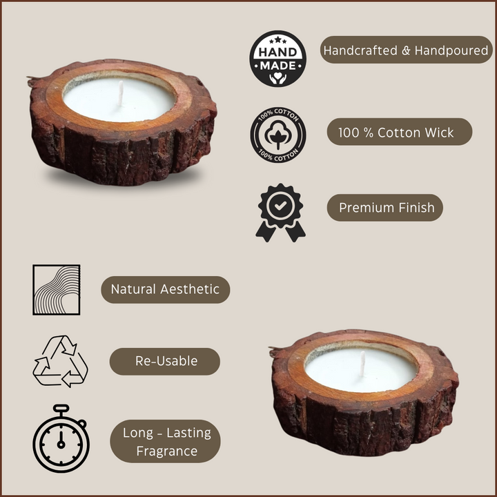 Scented Wooden Log Candle - Vanilla Fragrance