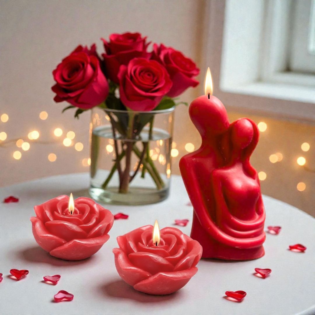 COUPLE BLOOM CANDLE SET PACK OF 3