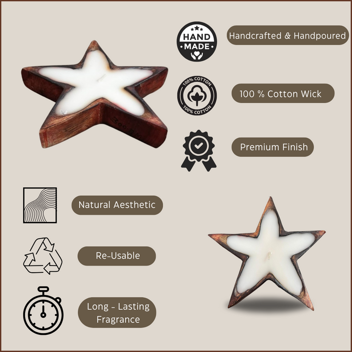 Scented Wooden Star Candle - Vanilla Candle