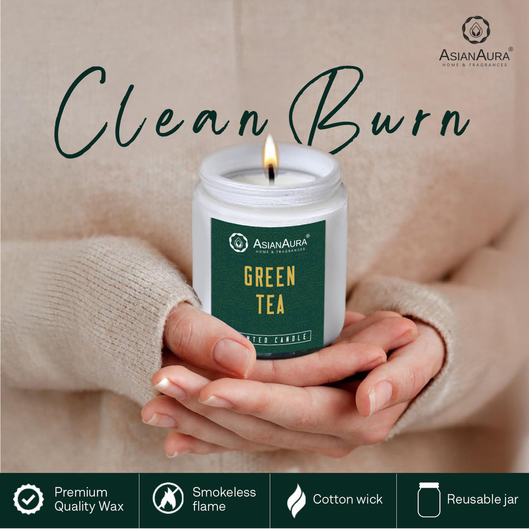 White Screw Jar Candle - Green Tea