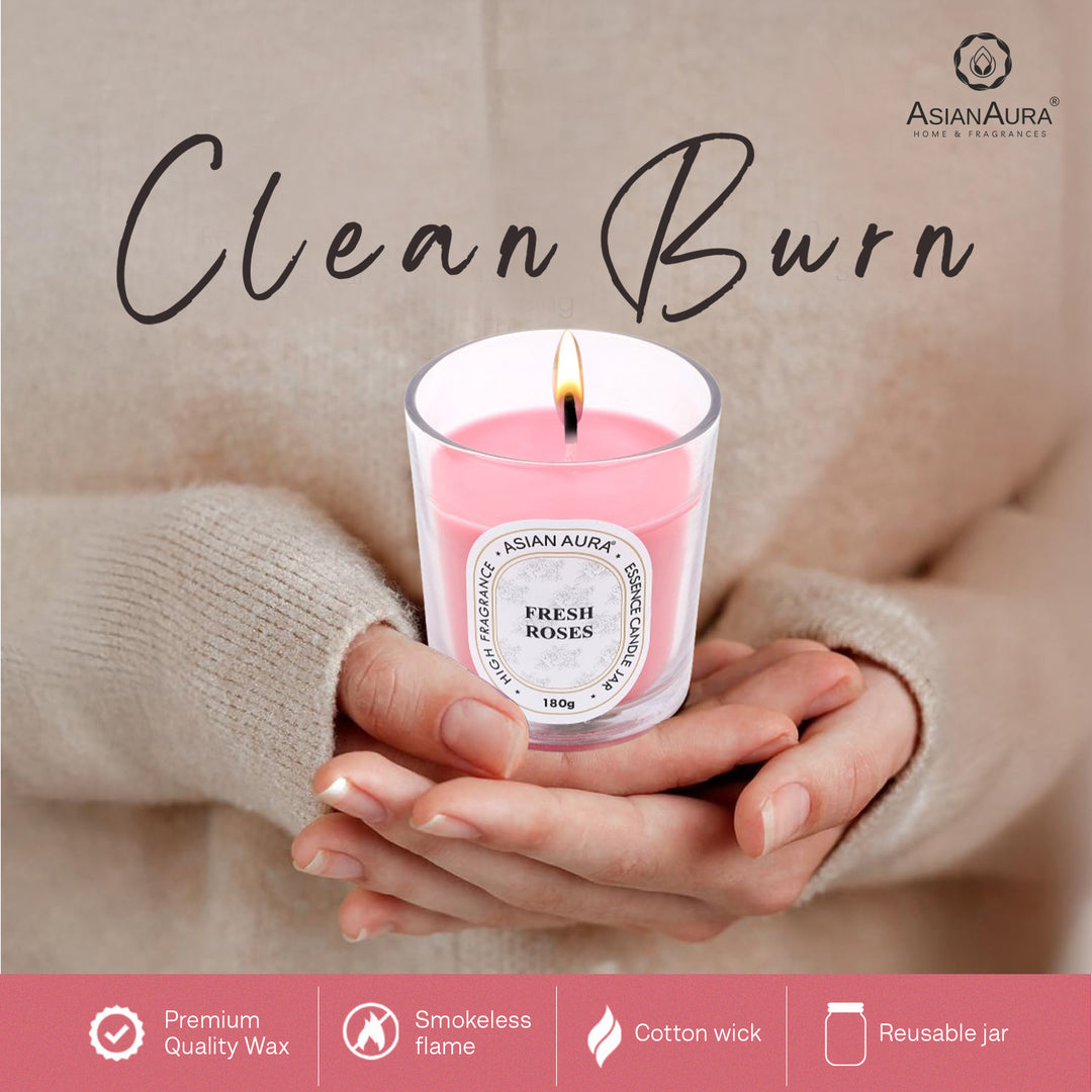 Jar Candle with Wooden Lid - Fresh Rose