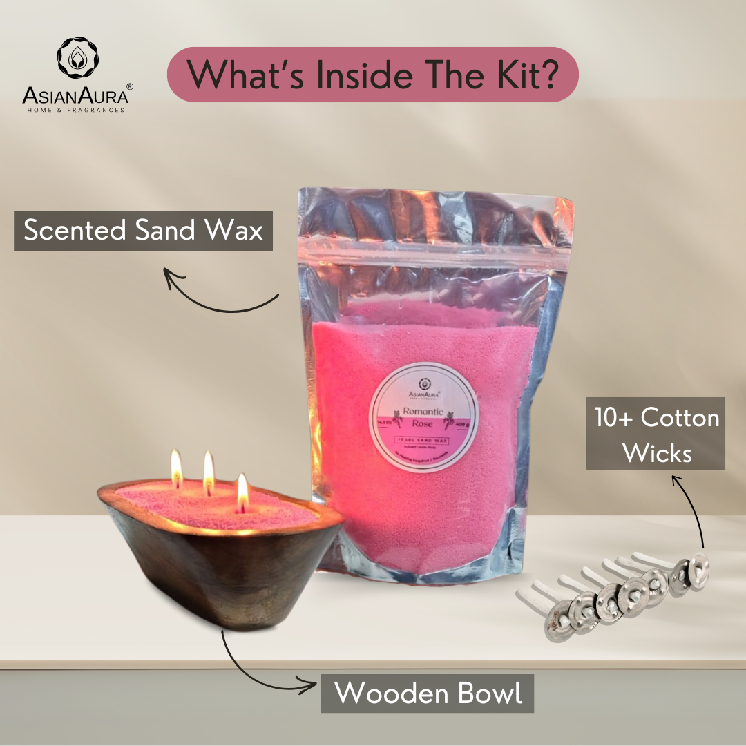 Pearl Sand Wax Candle Making Kit (Rose Scented) - 400 gm