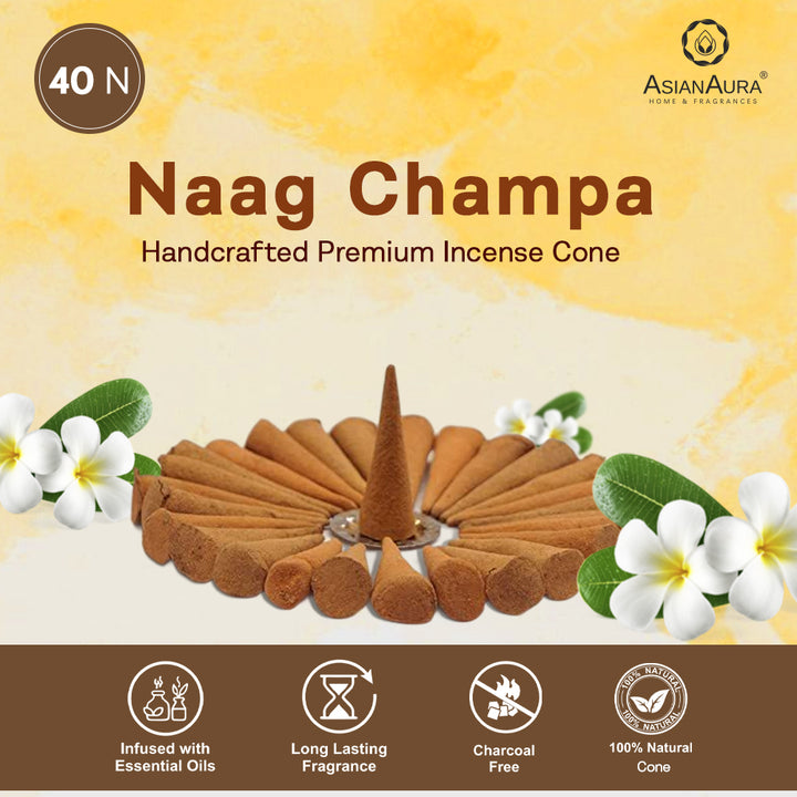 Premium Incense Cones - Naag Champa (40N)