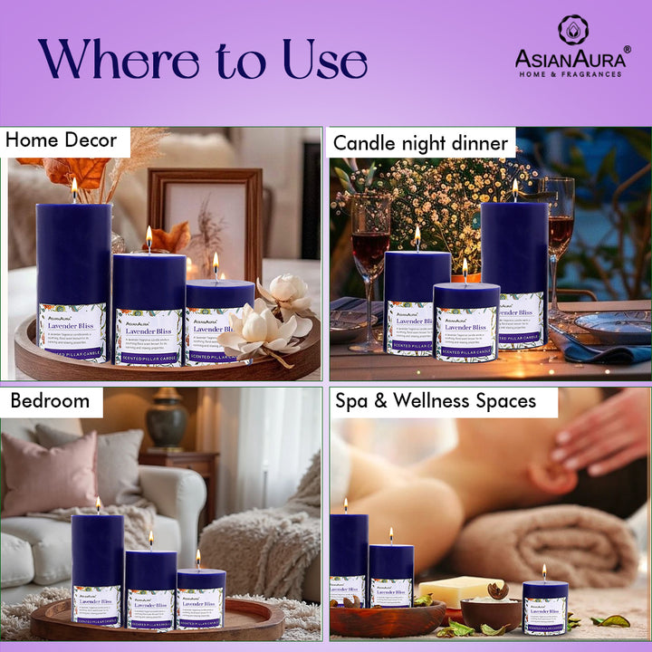 Lavender Bliss Pillar Candle (Pack of 3)