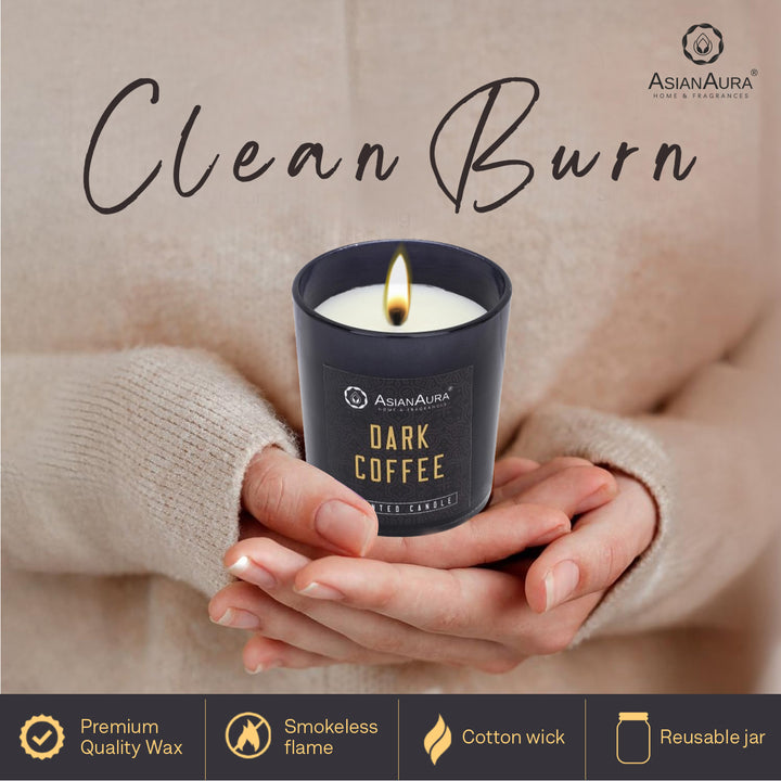 Black Jar Candle with Wooden Lid  - Dark Coffee