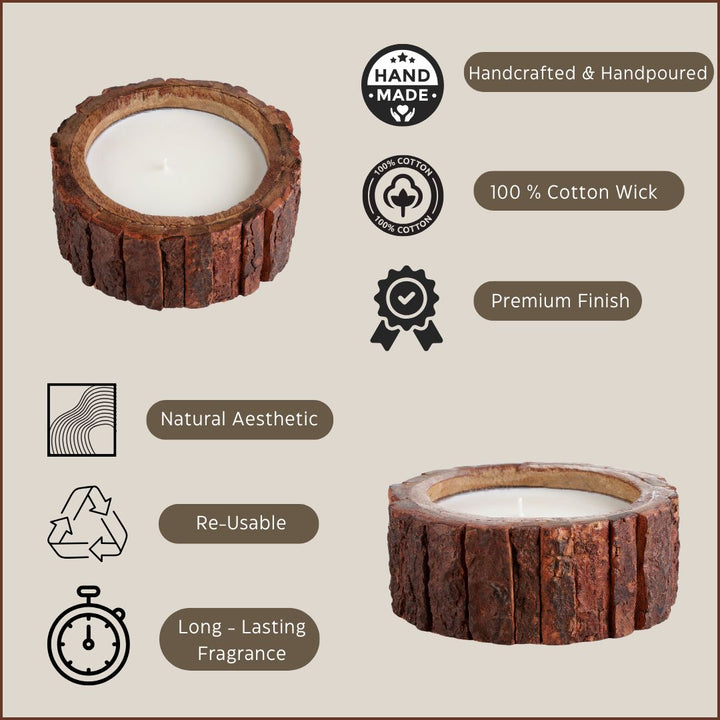 Scented Wooden Log Candle - Vanilla Fragrance